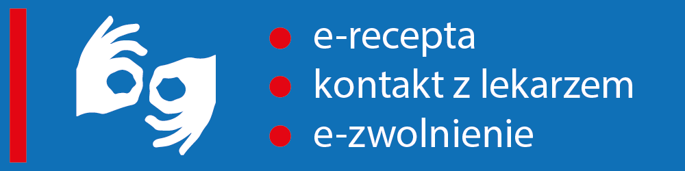 Baner linkowy do e-recepcji, kontaktu z lekarzem i e-zwolnienie